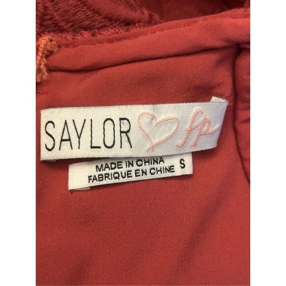 Free People X Saylor Dahlia Dress Raspberry Pink Red Sz Small Floral Lace Off-Sh - Picture 6 of 13